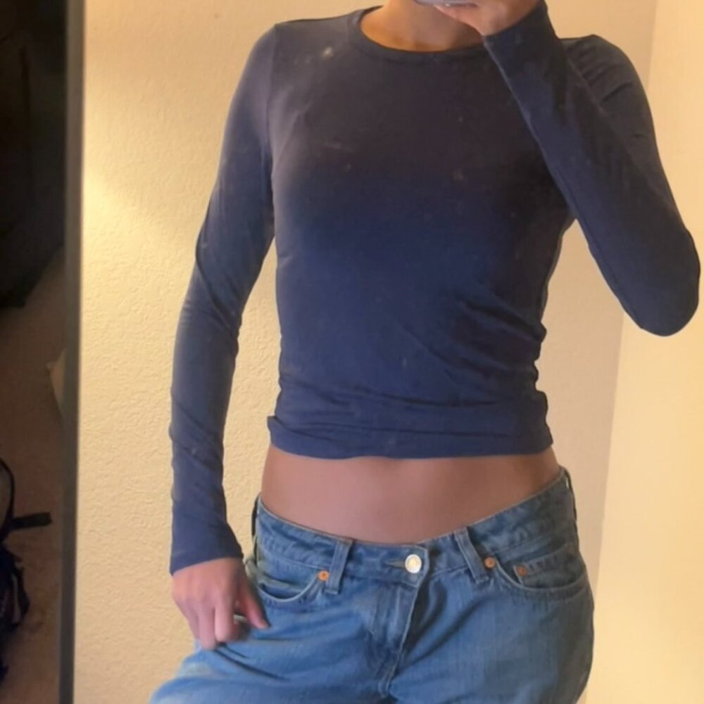 Muted slate / dusty blue long sleeve top